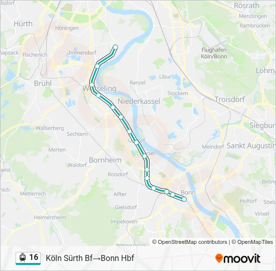 Straßenbahnlinie 16 Karte