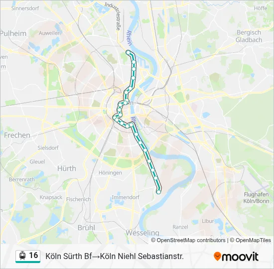 Straßenbahnlinie 16 Karte