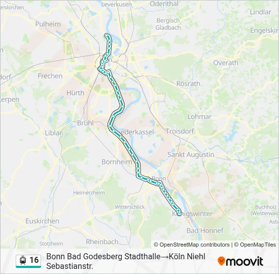 Straßenbahnlinie 16 Karte