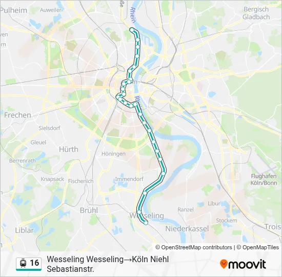Straßenbahnlinie 16 Karte