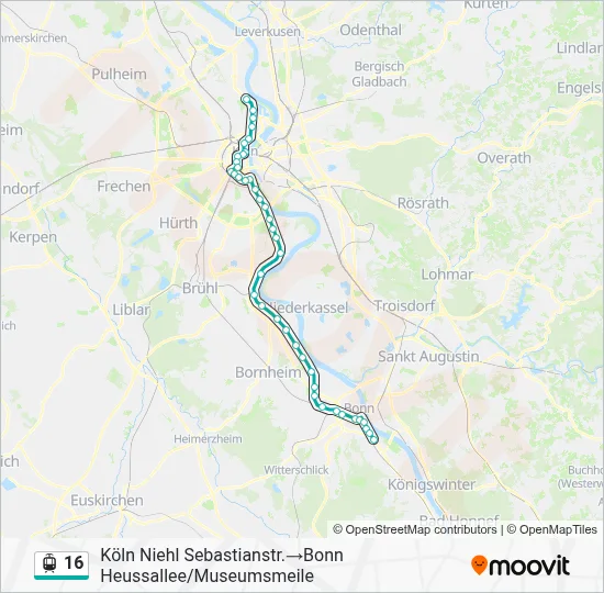 Straßenbahnlinie 16 Karte