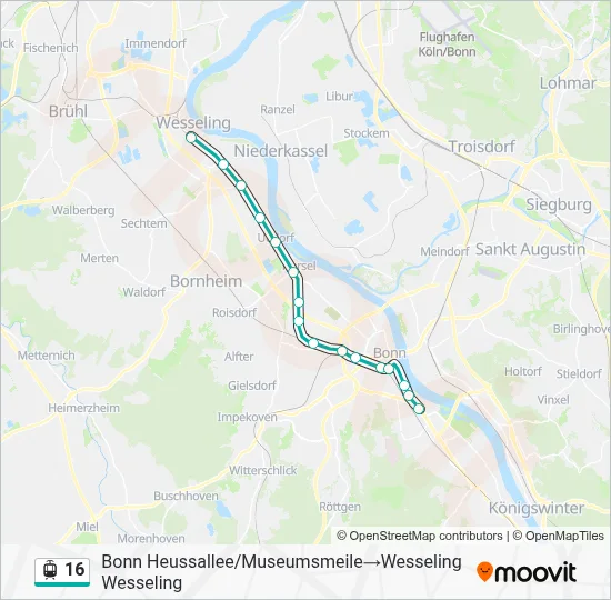 Straßenbahnlinie 16 Karte