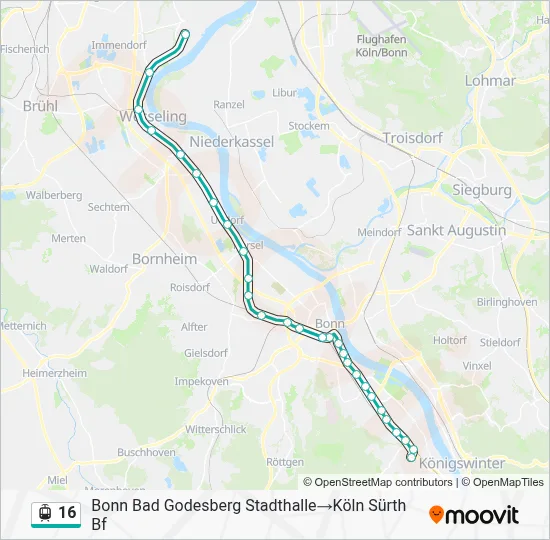 Straßenbahnlinie 16 Karte