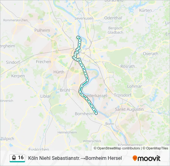 Straßenbahnlinie 16 Karte