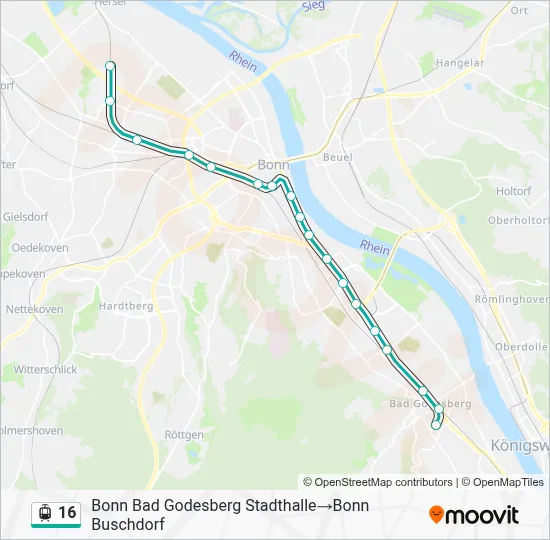 Straßenbahnlinie 16 Karte