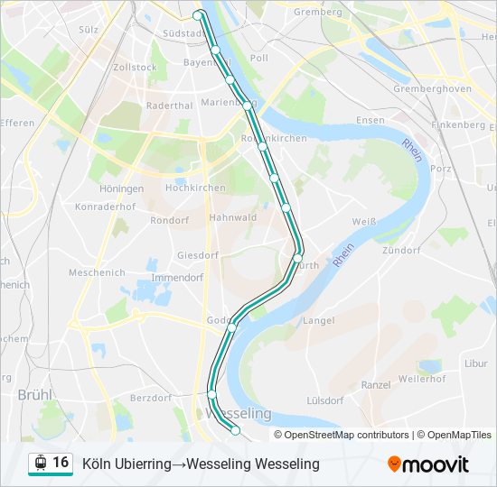 Straßenbahnlinie 16 Karte