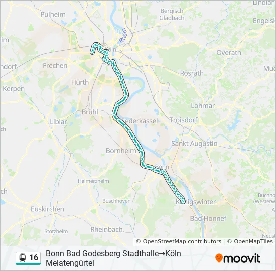 Straßenbahnlinie 16 Karte