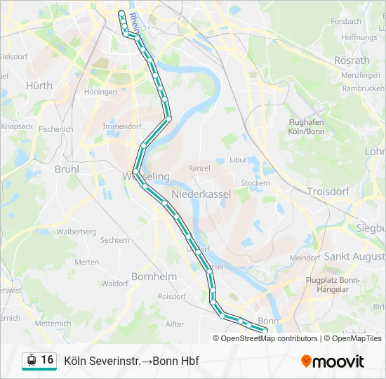 Трамвай 16: карта маршрута