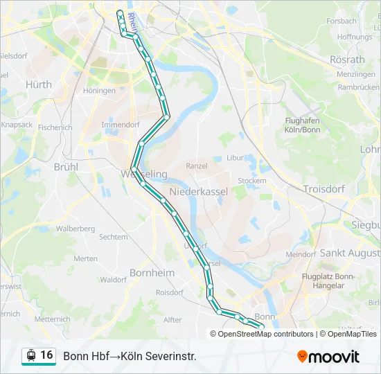 Straßenbahnlinie 16 Karte