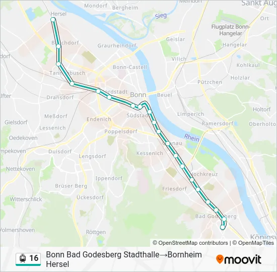 Трамвай 16: карта маршрута