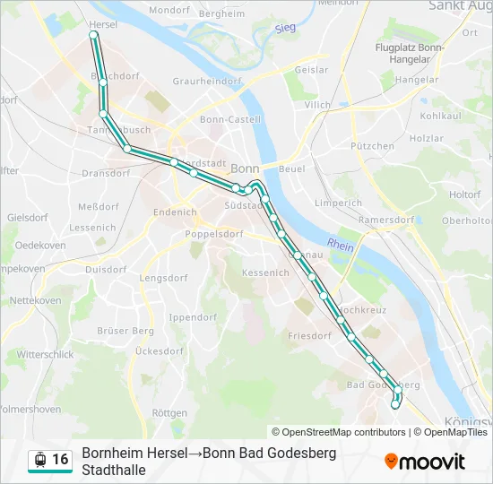 Трамвай 16: карта маршрута
