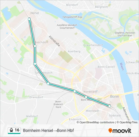 Трамвай 16: карта маршрута