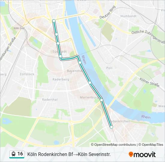 Straßenbahnlinie 16 Karte
