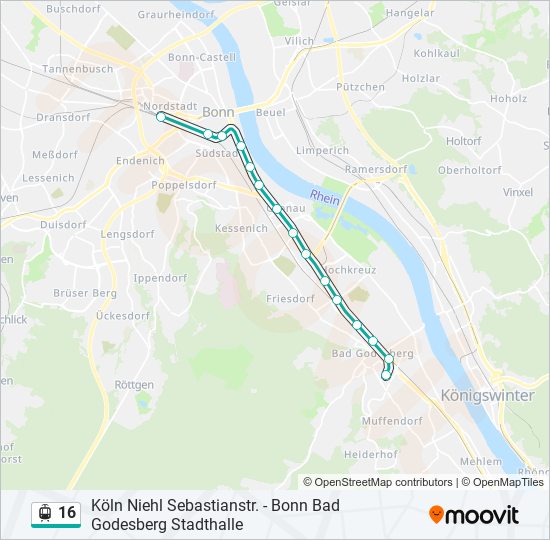 Straßenbahnlinie 16 Karte