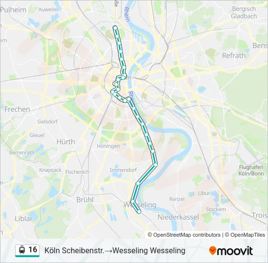 Straßenbahnlinie 16 Karte