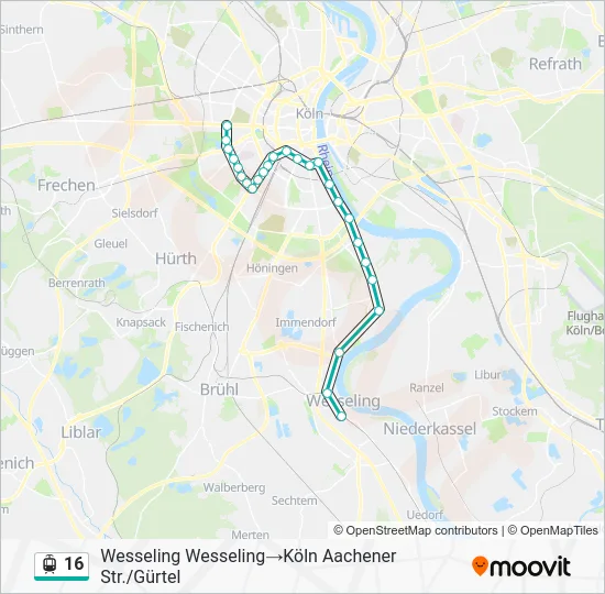 Трамвай 16: карта маршрута