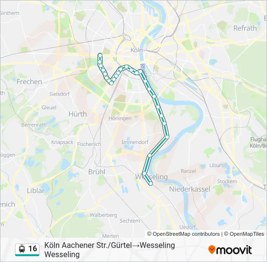 Трамвай 16: карта маршрута