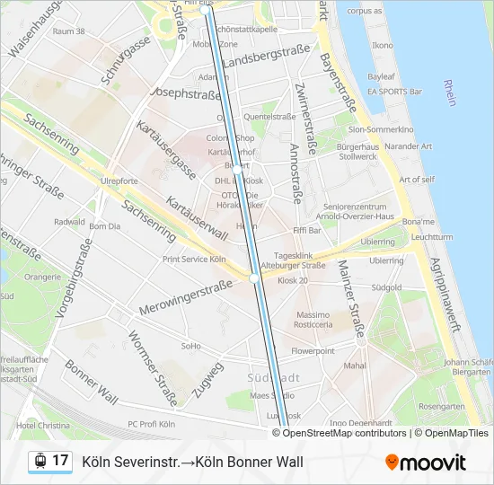 Straßenbahnlinie 17 Karte
