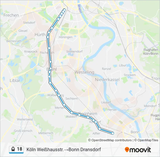 Трамвай 18: карта маршрута