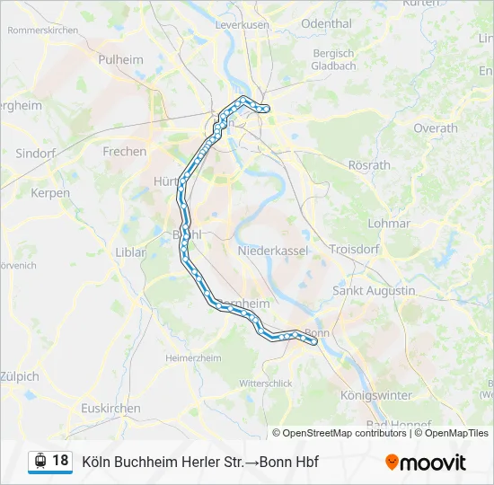 Straßenbahnlinie 18 Karte