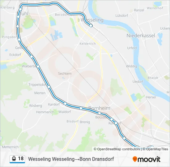 Straßenbahnlinie 18 Karte