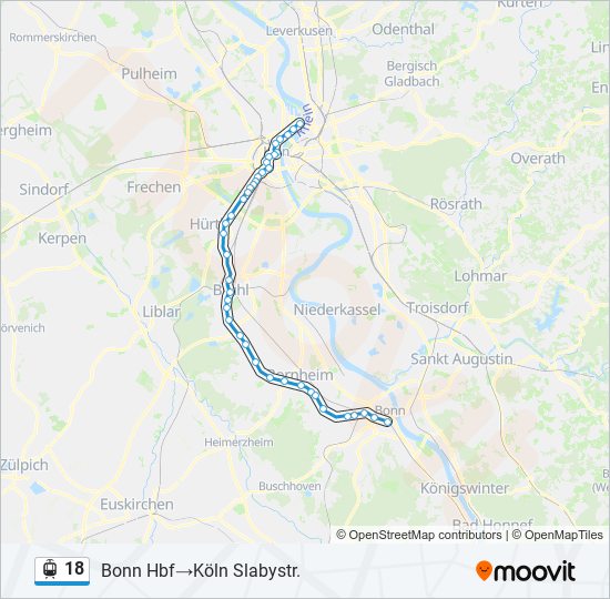 18 Route: Schedules, Stops & Maps - Bonn Hbf‎→Köln Slabystr. (Updated)