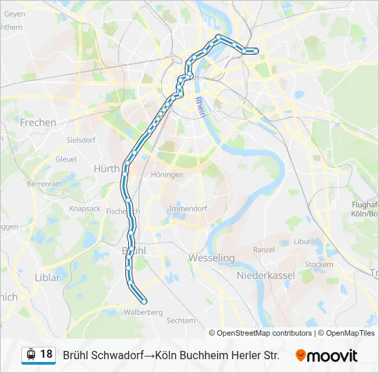 Straßenbahnlinie 18 Karte