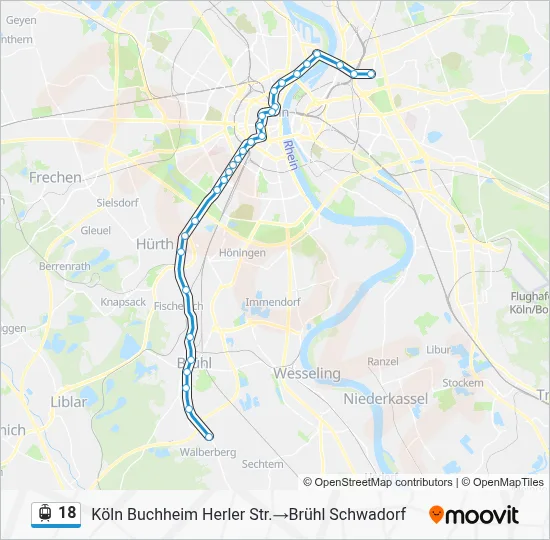Straßenbahnlinie 18 Karte