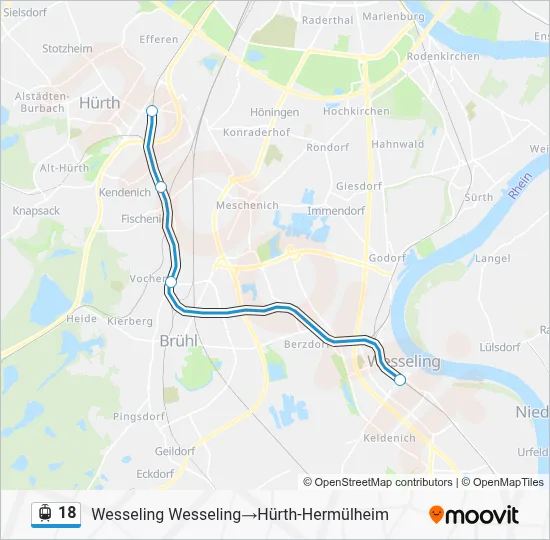 Straßenbahnlinie 18 Karte