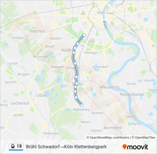Straßenbahnlinie 18 Karte