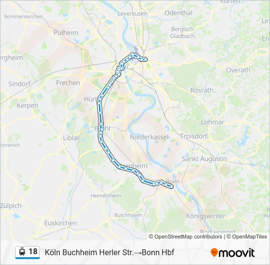 Трамвай 18: карта маршрута