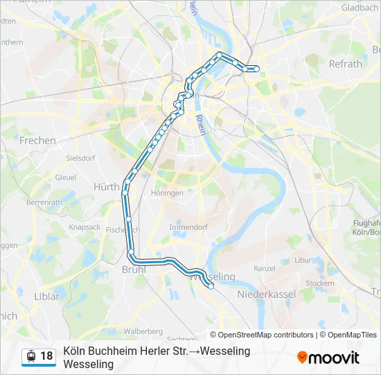 Трамвай 18: карта маршрута