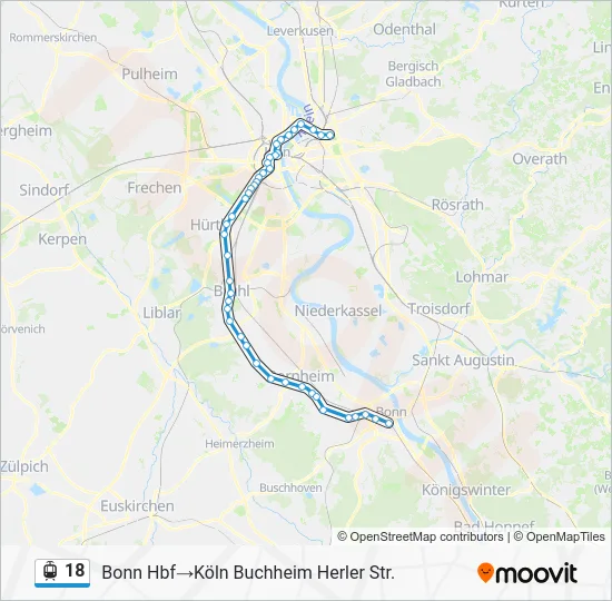 Трамвай 18: карта маршрута