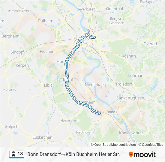 Трамвай 18: карта маршрута