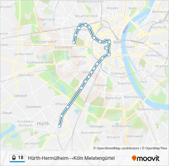 Трамвай 18: карта маршрута