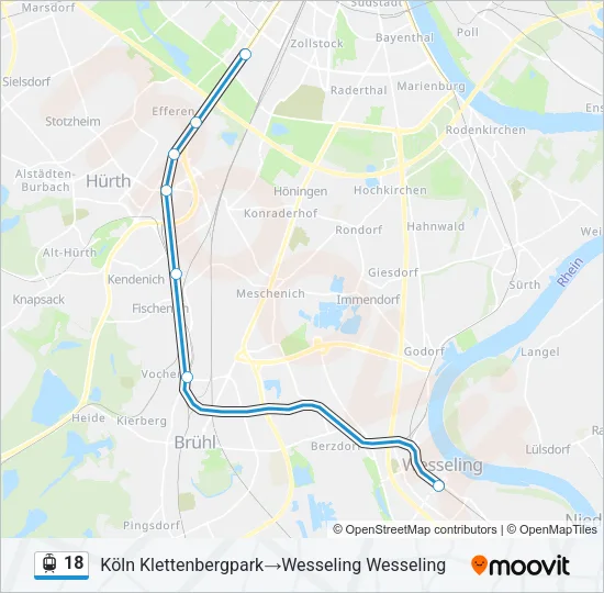 Straßenbahnlinie 18 Karte