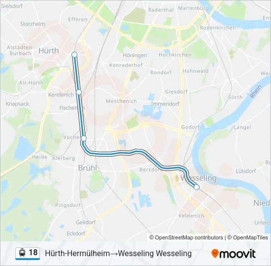 Straßenbahnlinie 18 Karte