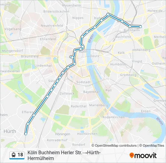 Трамвай 18: карта маршрута