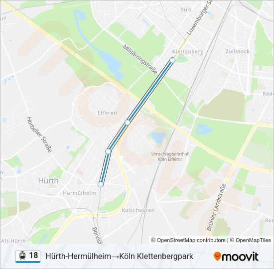 Трамвай 18: карта маршрута
