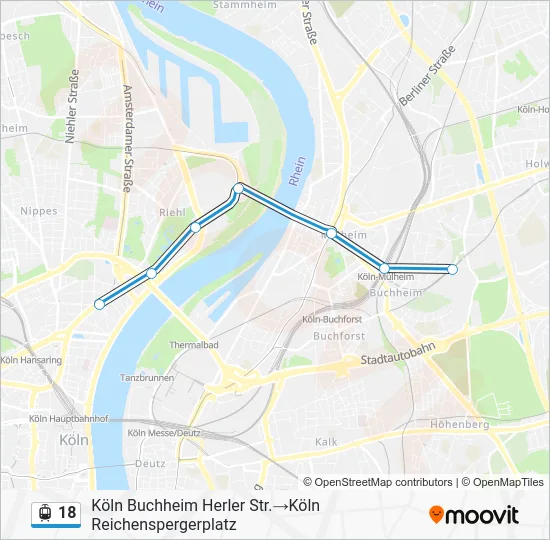 Трамвай 18: карта маршрута