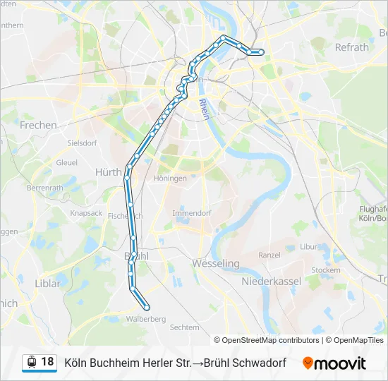 Трамвай 18: карта маршрута