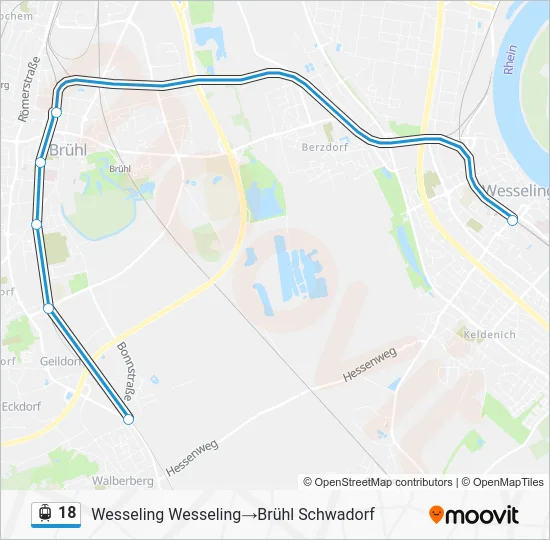 Трамвай 18: карта маршрута