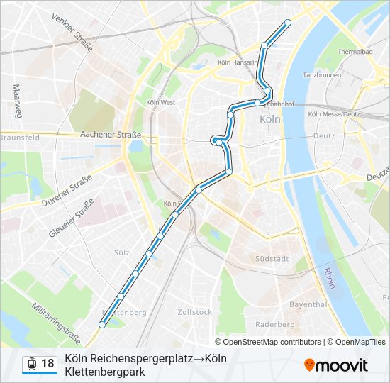 Трамвай 18: карта маршрута