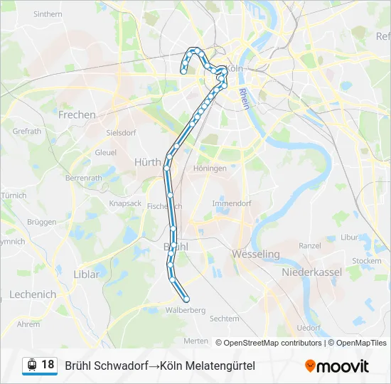 Трамвай 18: карта маршрута