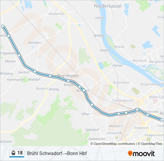 Straßenbahnlinie 18 Karte