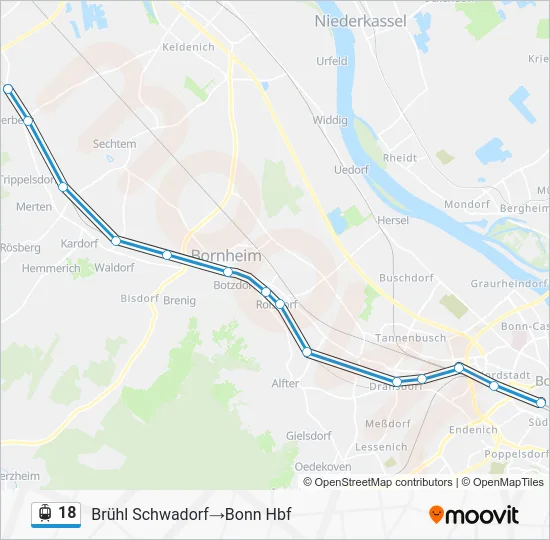 Трамвай 18: карта маршрута