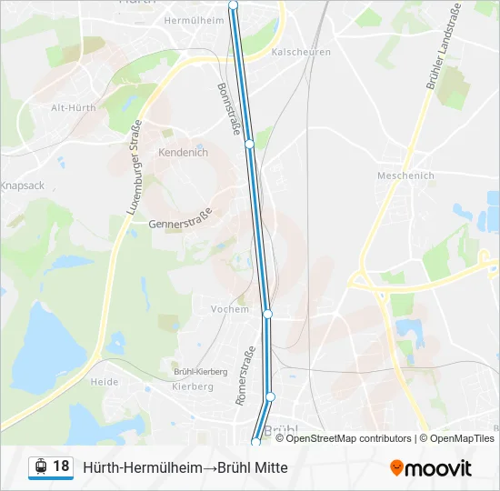 Трамвай 18: карта маршрута