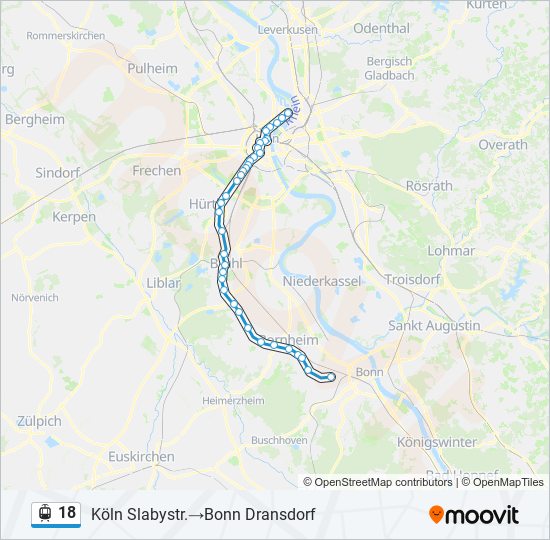 Straßenbahnlinie 18 Karte