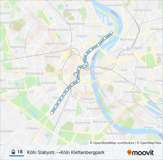 Straßenbahnlinie 18 Karte