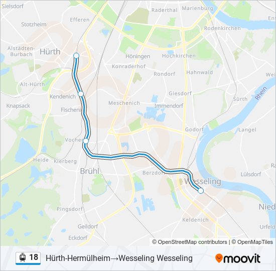 18 Route: Schedules, Stops & Maps - Hürth Hürth-Hermülheim‎→Wesseling ...